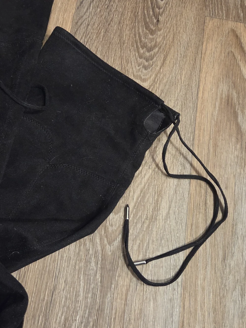 Marc Fisher Black Suede Over-the-Knee Lace-Back Block Heel Boots